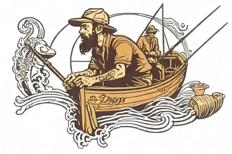 Guy Fishing On A Boat Put The Words Living The Dream On The Side Of The Boat