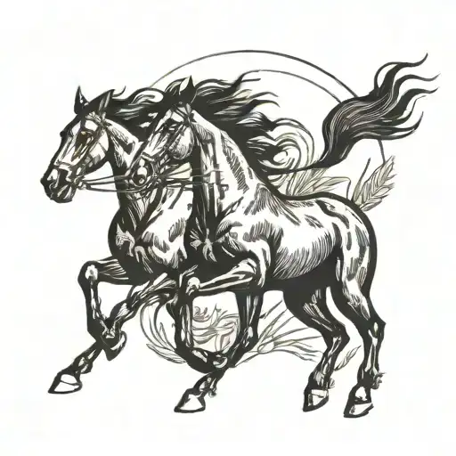 Two Horse Galloping Through A Field