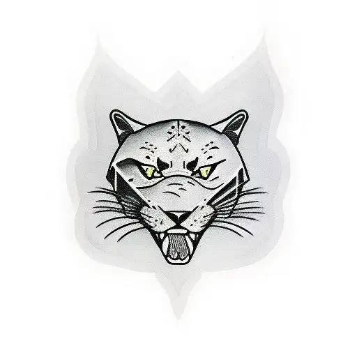 Panther Stabbed With Dagger And Roses