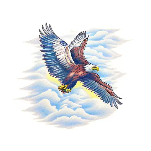Majestic Eagle Soaring Through The Clouds