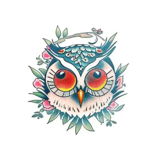 Myrtus Flowers And Owl And An Axe