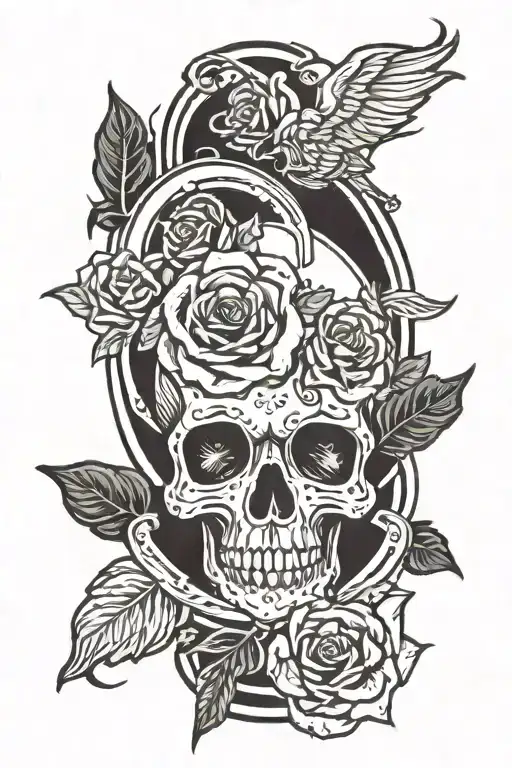 Skull Water Roses Saturn Surrounded