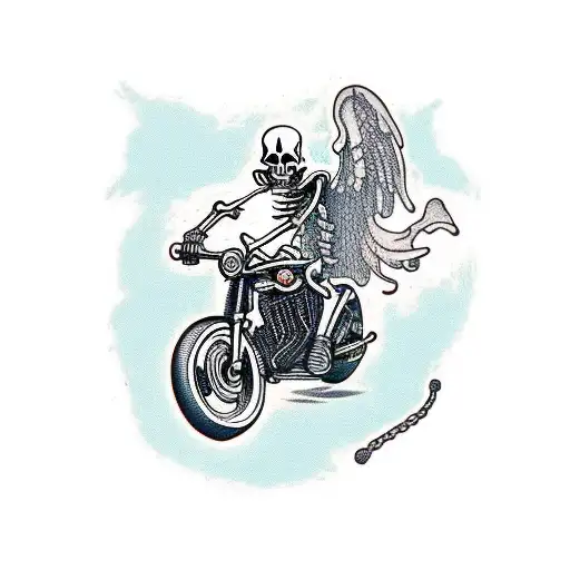Skeleton Riding Motorcycle Side View
