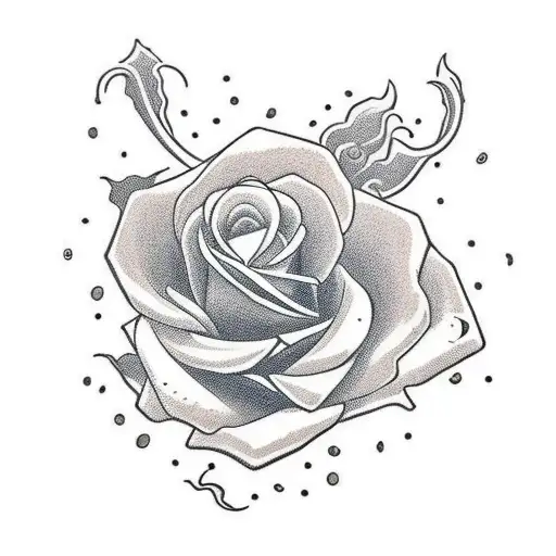 Petals Of Roses Falling With S Samurai In Background