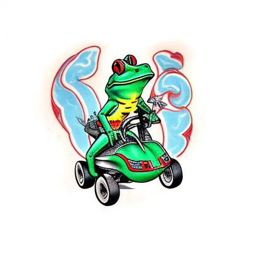 Frog On Kart With The Number 44