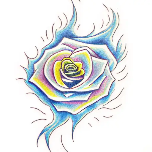 Phoenix Who Rises From Flames With Light Rose Plant