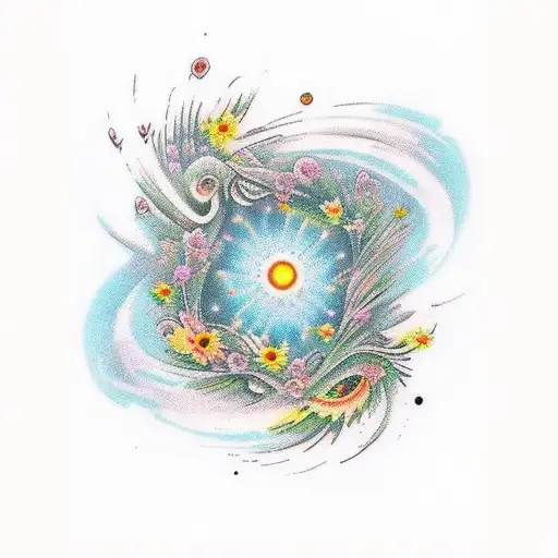 A Loving And Energetic Depiction Of Wildflowers Swirling In A Galaxy
