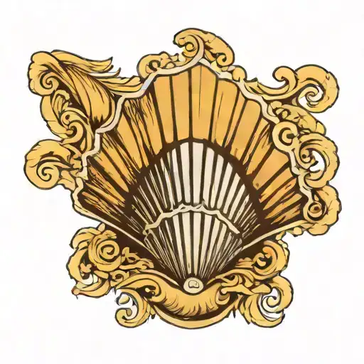 Scallop Shell With A Scroll Underneath