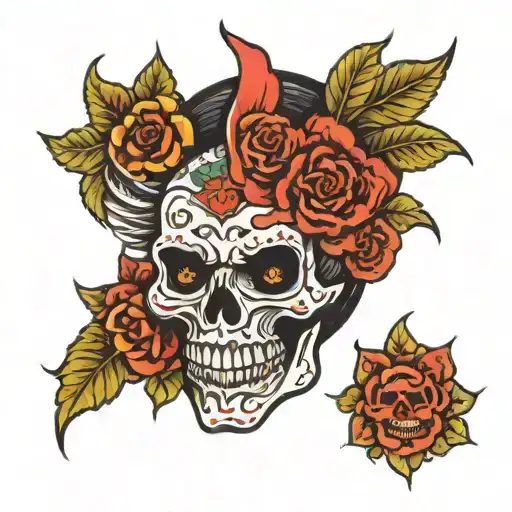 Skull With Mexican Demon