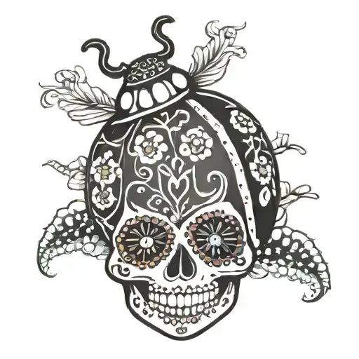 Lady Bug On Sugar Skull