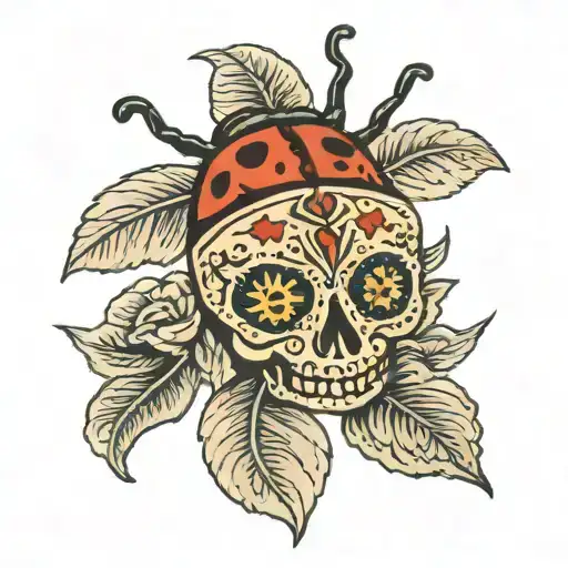 Lady Bug On Sugar Skull