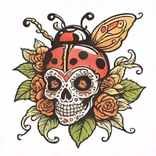 Lady Bug On Sugar Skull