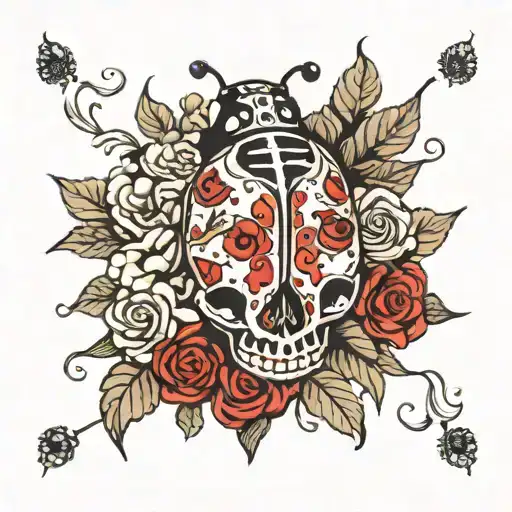 Lady Bug On Sugar Skull