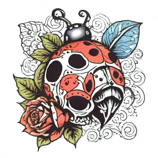 Lady Bug On Sugar Skull
