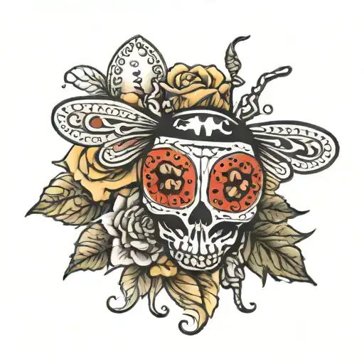 Lady Bug On Sugar Skull