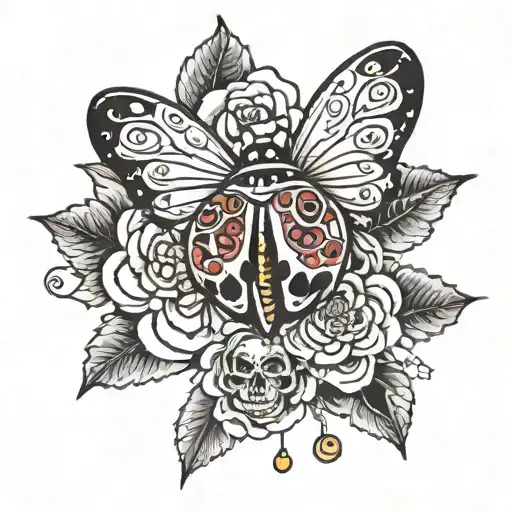 Lady Bug On Sugar Skull