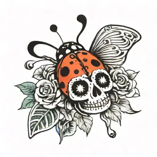 Lady Bug On Sugar Skull