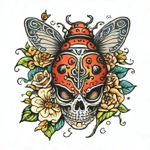 Lady Bug On Sugar Skull