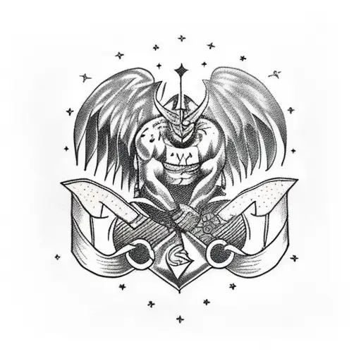 Odins Raven Perched On Thors Hammer With Lightening Throughout