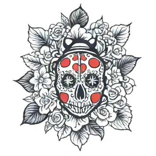 Lady Bug On Sugar Skull