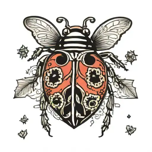 Lady Bug On Sugar Skull