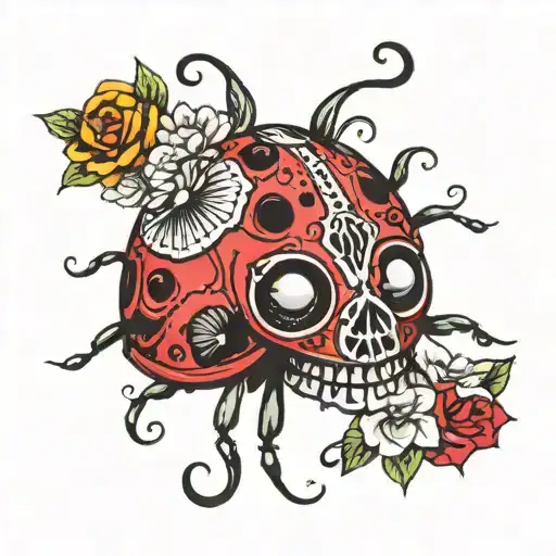 Lady Bug On Sugar Skull