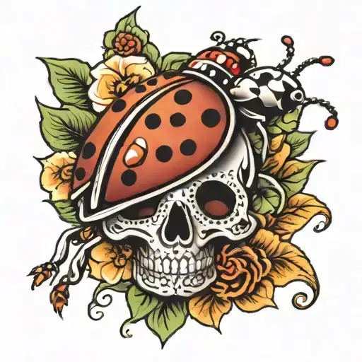 Lady Bug On Sugar Skull