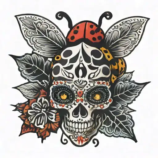 Lady Bug On Sugar Skull