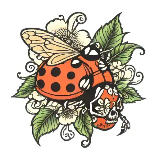 Lady Bug On Sugar Skull