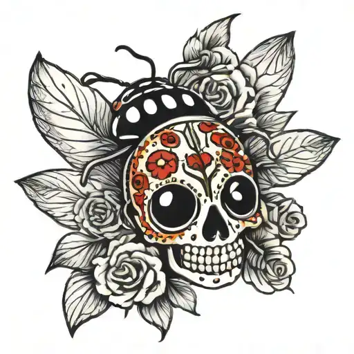 Lady Bug On Sugar Skull