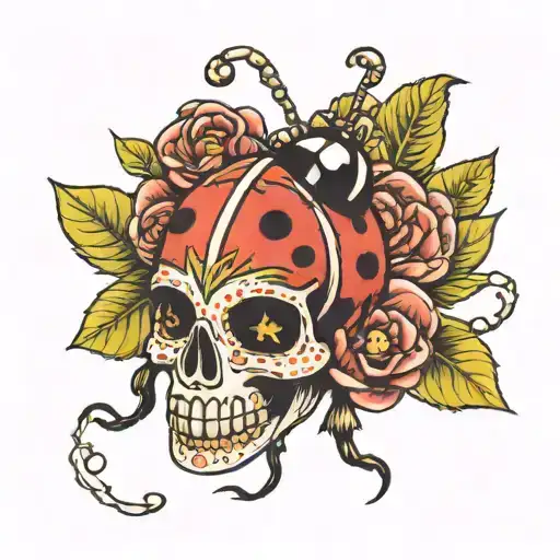 Lady Bug On Sugar Skull