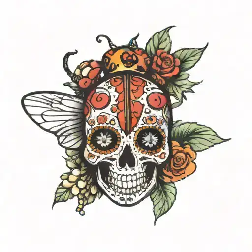 Lady Bug On Sugar Skull