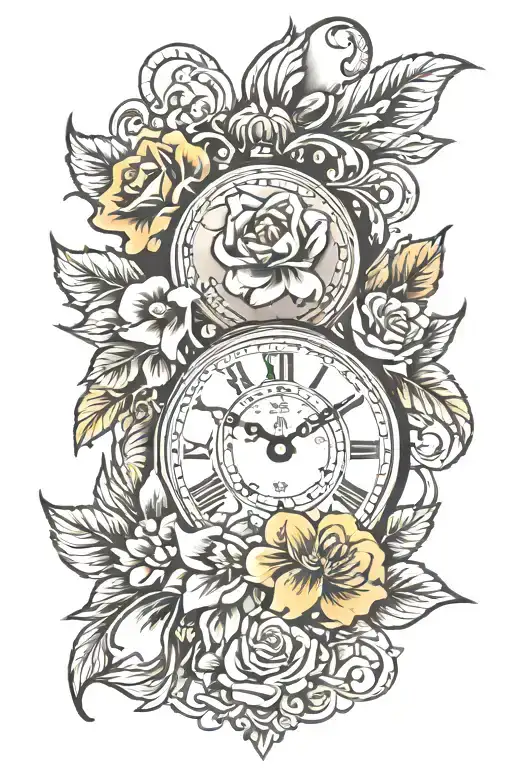 Clock With Flower