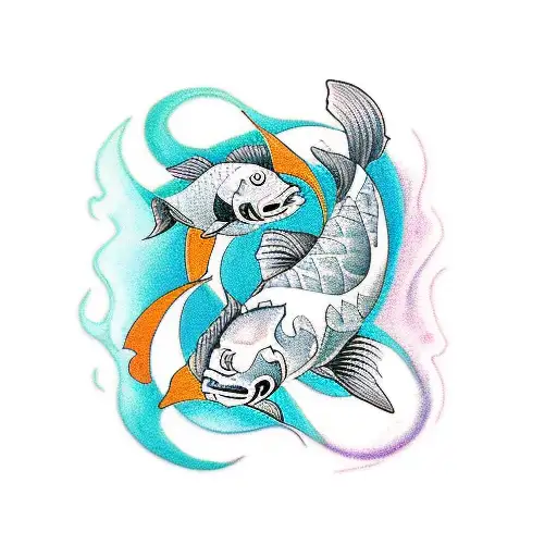 Ying Yang Koi Fish Spiritual Arabic