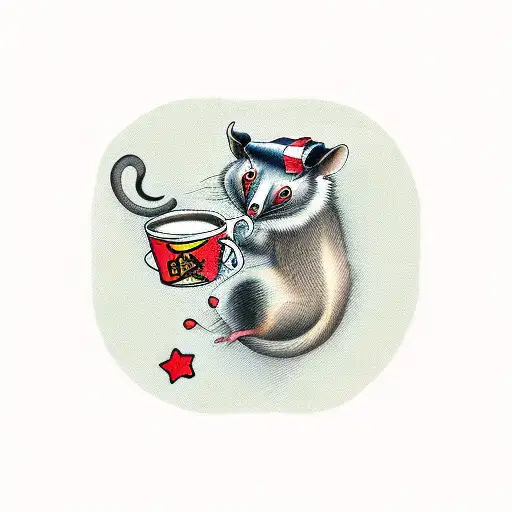 Possum With Coffee Cup