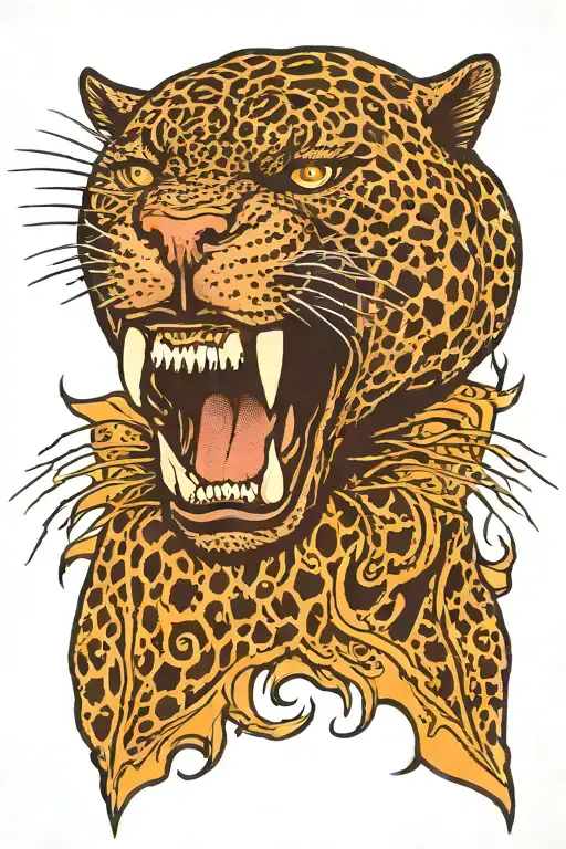 All Black Jaguar Huge Fangs