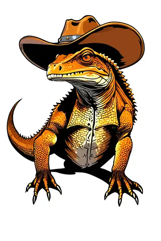 Horned Lizard Western In Cowboy Hat