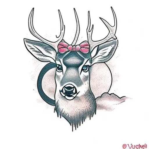 Deer From Long Distance Looking At The Moon