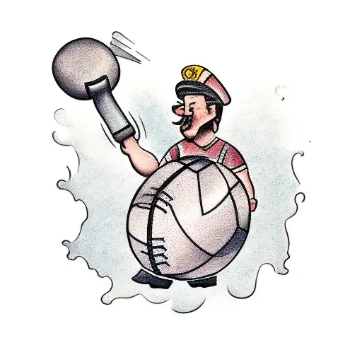 A Blacksmith Hammering A Football Made Of Iron