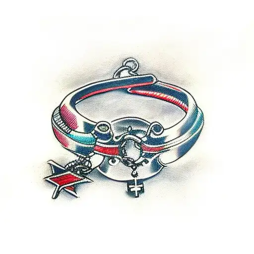 Bandana Handcuffs And Cross Necklace