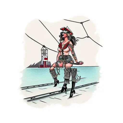 Western Woman Tied Up And Laying On Railroad Tracks