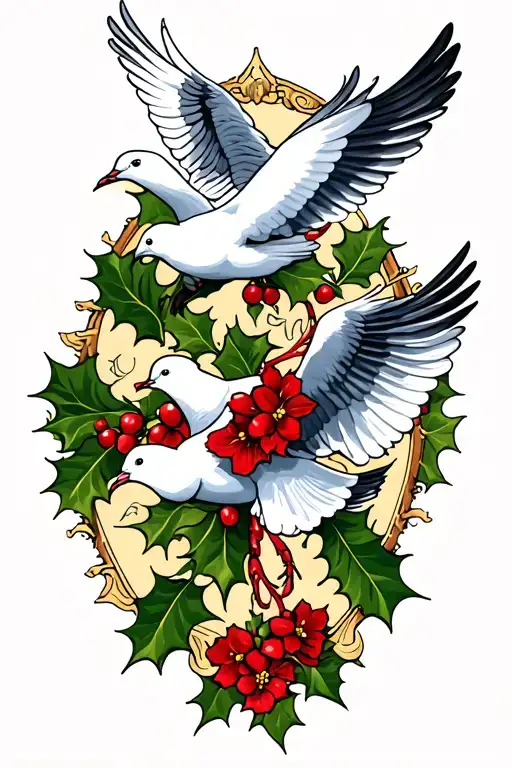 Holly Bible With Doves Flying