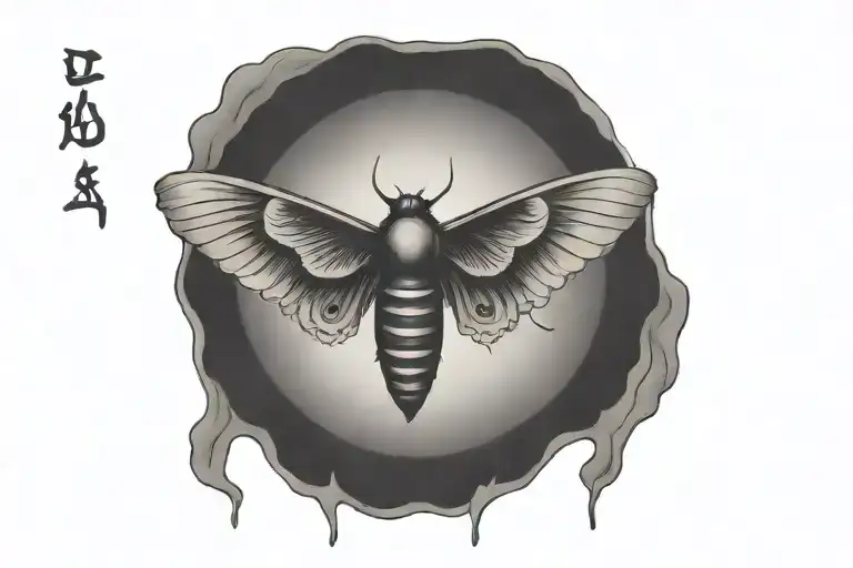 Traditional Moth Spreading Its Wings With A Human Eye Dark