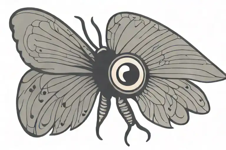 Traditional Moth Spreading Its Wings With A Human Eye Dark