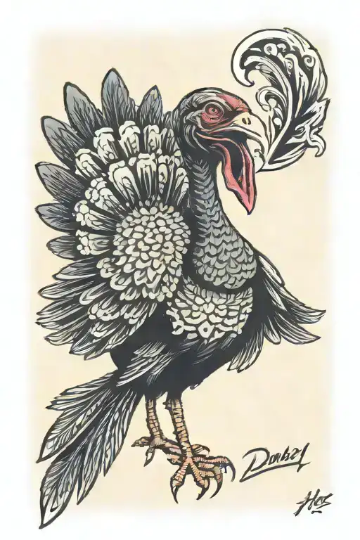 Turkey With A Demon In It's Mouth Open