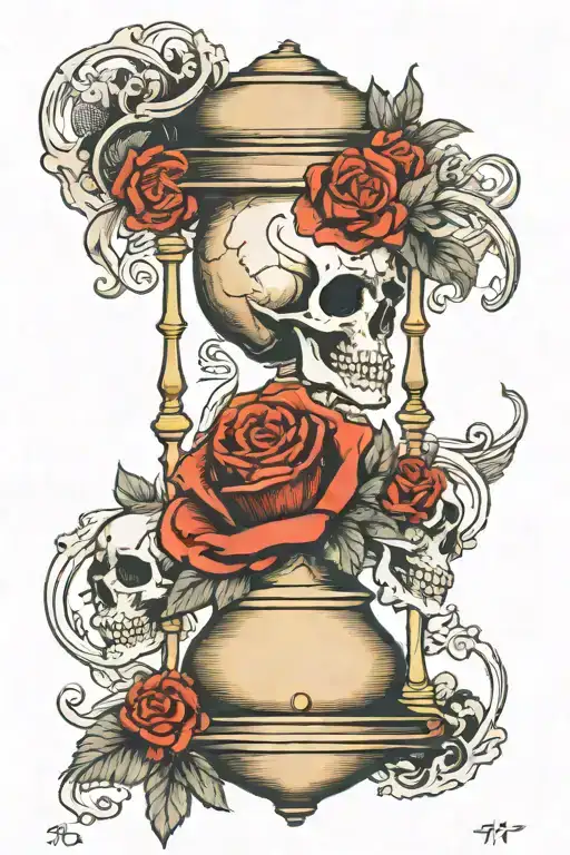 Skull Hourglass Flowers Number 11