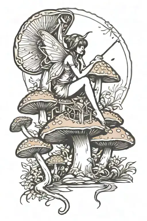Fairy Sitting On A Mushroom
