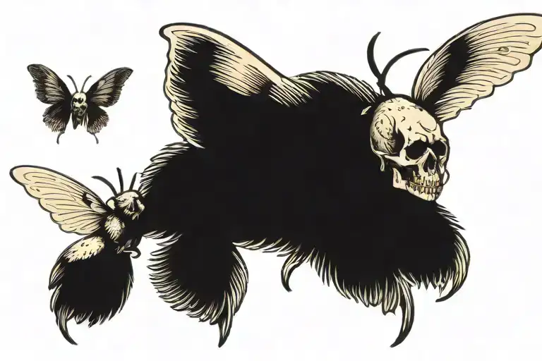 Moth With Wings Spread And Skull On Its Back