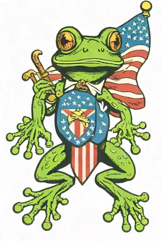Frog And Us Flag