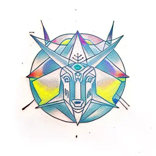 Mandala Geometric Capricorn Head